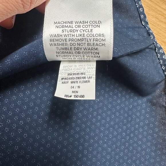 ALGO SHIRT BUTTON UP NON IRON NAVY BLUE MICRO FLORAL MENS XXL BREATHABLE STRETCH - Picture 8 of 12